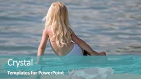  Presentation with girl running on the beach clouds - PPT theme with kids back ground - little girl on the beach background and a  colored foreground