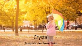  Presentation with rainbow - Audience pleasing presentation theme consisting of kids back ground - little girl with rainbow umbrella backdrop and a  colored foreground