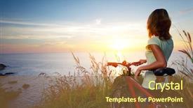  Presentation with bicycle - Presentation theme featuring ground and enjoying sunset background and a tawny brown colored foreground