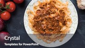  Presentation with ground beef - Slide set consisting of ground beef sauce with fettuccine background and a tawny brown colored foreground