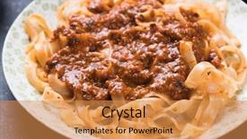  Presentation with ground beef - Presentation theme featuring ground beef sauce with fettuccine background and a gold colored foreground