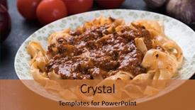  Presentation with ground beef - Colorful slide set enhanced with ground beef sauce with fettuccine backdrop and a red colored foreground