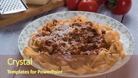  Presentation with ground beef - PPT theme having ground beef sauce with fettuccine background and a tawny brown colored foreground