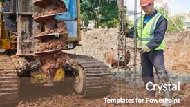  Presentation with drilling rig - Beautiful PPT theme featuring ground by drilling rig backdrop and a violet colored foreground