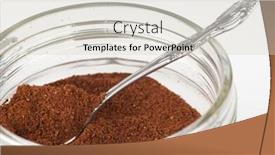  Presentation with coffee - PPT theme having ground-coffee-close-up background and a  colored foreground