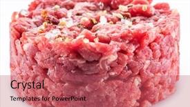  Presentation with hamburger - Presentation theme having ground cutlet or raw hamburger background and a red colored foreground