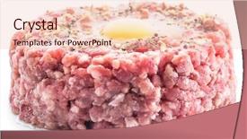  Presentation with hamburger - Presentation theme having ground cutlet or raw hamburger background and a lemonade colored foreground