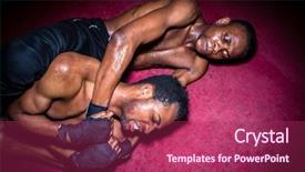  Presentation with ground fighting - Slide deck having ground fighting during mma background and a violet colored foreground