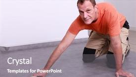  Presentation with ancient egyptian man - Theme featuring ground improvement - man smoothing linoleum floor background and a gray colored foreground