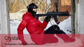  Presentation with war - Slide deck featuring ground outdoor on winter background and a red colored foreground