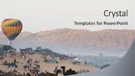  Presentation with animated hot air ballon - PPT layouts consisting of ground pushkar ajmer rajasthan india background and a white colored foreground
