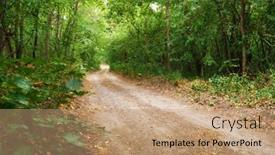  Presentation with forest road - PPT theme consisting of ground-road-in-the-wild background and a coral colored foreground