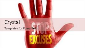  Presentation with stop - Slide set featuring ground rules - stop excuses written on hand background and a coral colored foreground