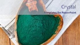  Presentation with spirulina - PPT layouts with ground-spirulina-on-wood-background background and a sky blue colored foreground