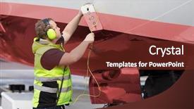  Presentation with under ground cable - Audience pleasing slides consisting of aircraft mechanic - ground staff member adjusting communication backdrop and a tawny brown colored foreground