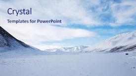  Presentation with mountain snow - Beautiful presentation design featuring land transport - highway covered snow through mountain backdrop and a sky blue colored foreground