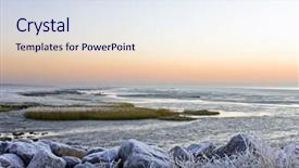  Presentation with sea - Slides featuring ground zero - frosted sea-side on the westerschelde background and a sky blue colored foreground