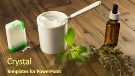  Presentation with sweetener - Audience pleasing PPT theme consisting of ground zero - white tablets and green leaves backdrop and a  colored foreground