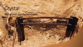  Presentation with framework - Colorful slide set enhanced with grounding instalaltion underground metal framework backdrop and a coral colored foreground