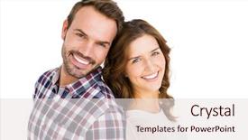  Presentation with young happy couple - Colorful slides enhanced with groundsback - portrait of happy young couple backdrop and a lemonade colored foreground