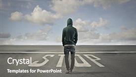  Presentation with start stop continue - PPT theme featuring groundsback - stop background and a gray colored foreground