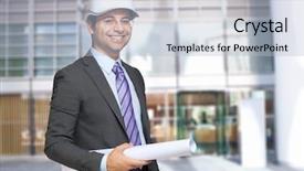  Presentation with construction occupational safety and health - Slide deck consisting of groundwork - architect in a construction site background and a light blue colored foreground