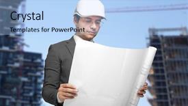  Presentation with construction site construction - Colorful slide set enhanced with groundwork - architect in a construction site backdrop and a  colored foreground