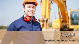  Presentation with construction work - Beautiful theme featuring portrait of a young woman traveler near the red old tourist tram on the commerce square during the sunny weather in lisbon city portugal backdrop and a  colored foreground.