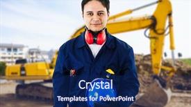  Presentation with construction work - Audience pleasing PPT theme consisting of groundwork - man at work backdrop and a  colored foreground