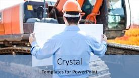  Presentation with safety construction worker in construction - Beautiful presentation theme featuring groundwork - portrait of worker backdrop and a  colored foreground