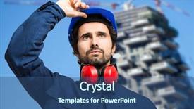  Presentation with work - Slides enhanced with groundwork - site manager at work background and a ocean colored foreground