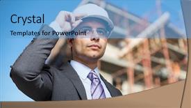  Presentation with social work research - Cool new presentation with groundwork - site manager at work backdrop and a light blue colored foreground