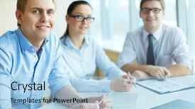  Presentation with leader ship - Amazing presentation theme having group 2 - image of handsome leader looking backdrop and a  colored foreground