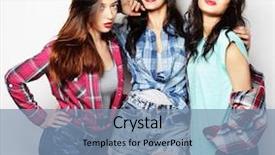  Presentation with fun - Audience pleasing slide deck consisting of group 2 - three girls smiling and having backdrop and a seafoam green colored foreground