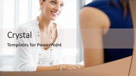  Presentation with female office graphics - Audience pleasing PPT layouts consisting of group 2 - two female colleagues in office backdrop and a lemonade colored foreground