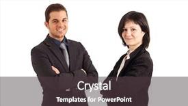  Presentation with partners - Slide deck featuring group 2 - two smiling business partners isolated background and a  colored foreground