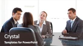  Presentation with rear view of bodyguard - Slides having group 3 people talking - rear view of a businesswoman background and a dark gray colored foreground