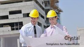  Presentation with building team - PPT layouts consisting of group architect and engeneer background and a light gray colored foreground