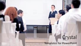  Presentation with business group meeting - Beautiful PPT theme featuring group at meeting seminar presentation backdrop and a soft green colored foreground