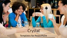  Presentation with cafe - Amazing slide deck having group black women - happy girls on coffee break backdrop and a lemonade colored foreground