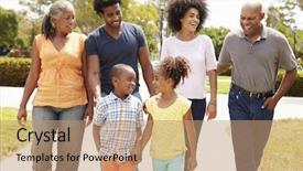  Presentation with generation family farm - Presentation design consisting of group black women - multi generation family walking background and a coral colored foreground