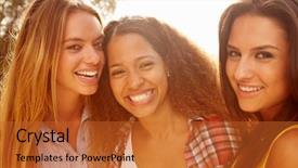  Presentation with black women - Colorful PPT layouts enhanced with group black women - portrait of three female friends backdrop and a red colored foreground