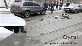  Presentation with street accident - Colorful presentation design enhanced with group car accident with many backdrop and a light gray colored foreground