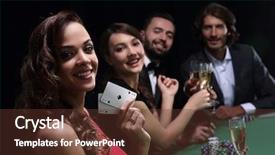  Presentation with blackjack - Colorful presentation design enhanced with group celebrating friend winning blackjack backdrop and a tawny brown colored foreground