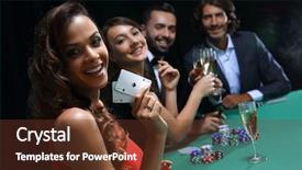  Presentation with winning - Slide set featuring group celebrating friend winning blackjack background and a tawny brown colored foreground