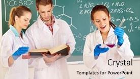  Presentation with chemistry - Slides with group chemistry student with flask background and a lemonade colored foreground