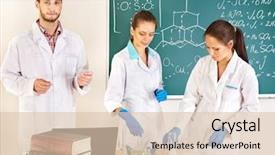  Presentation with chemistry - Slide deck featuring group chemistry student with flask background and a lemonade colored foreground