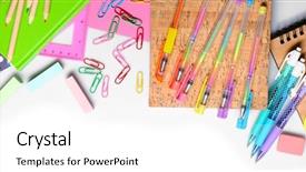  Presentation with set of sauces in white - Beautiful PPT theme featuring group class picture composite - set of stationery isolated backdrop and a white colored foreground