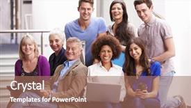  Presentation with further - PPT theme having group classroom - portrait of mature students background and a  colored foreground