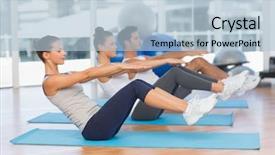  Presentation with stretching - Slide deck featuring group classroom - side view of class stretching background and a light blue colored foreground